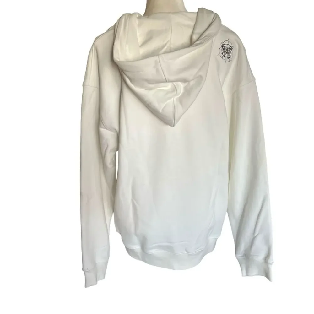 Women's White Heavyweight Hoodie Size 2 Medium / Large Butterfly DMCkal Fashion